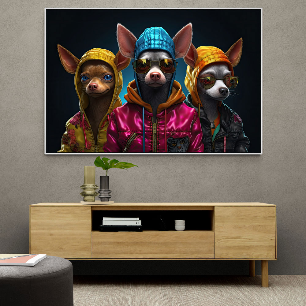 Three Chihuahua Punk Dogs Wall Art