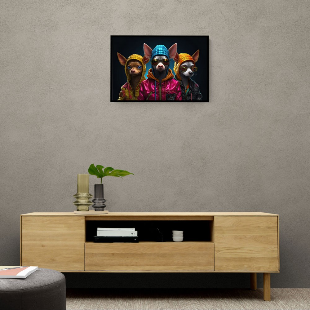 Three Chihuahua Punk Dogs Wall Art