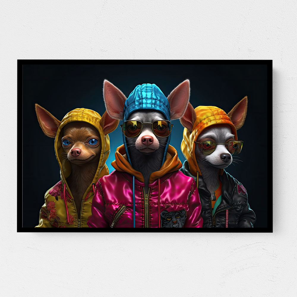 Three Chihuahua Punk Dogs Wall Art