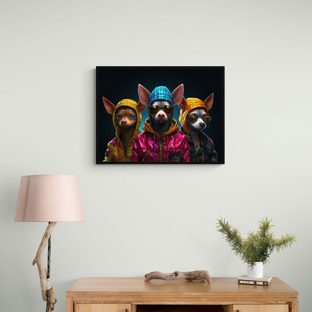 Three Chihuahua Punk Dogs Wall Art