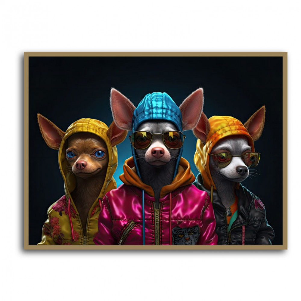 Three Chihuahua Punk Dogs Wall Art