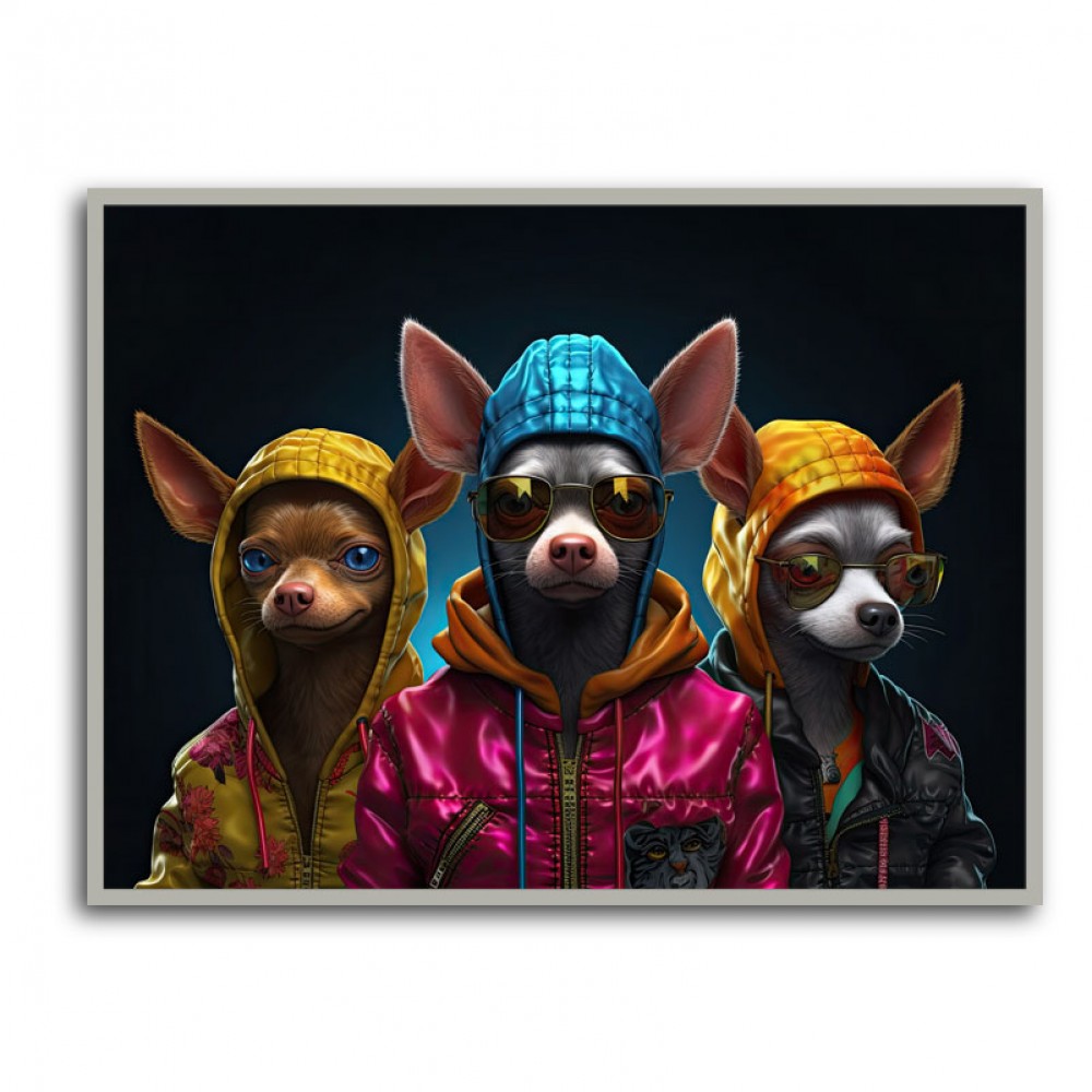 Three Chihuahua Punk Dogs Wall Art