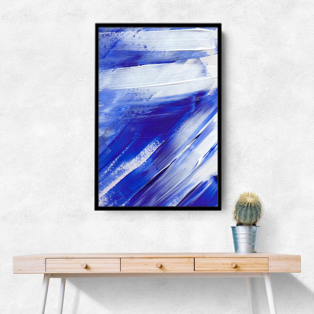 White on Blue Brush Strokes