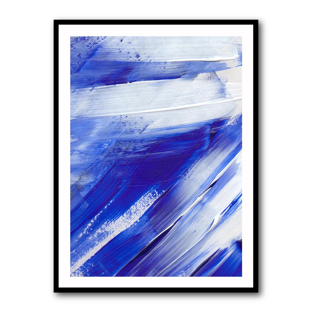 White on Blue Brush Strokes