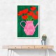 Red Poppies In A Pink Vase Wall Art