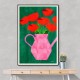 Red Poppies In A Pink Vase Wall Art