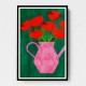 Red Poppies In A Pink Vase Wall Art