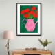 Red Poppies In A Pink Vase Wall Art