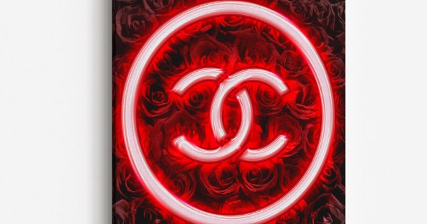 Chanel Logo Neon Style Wall Art