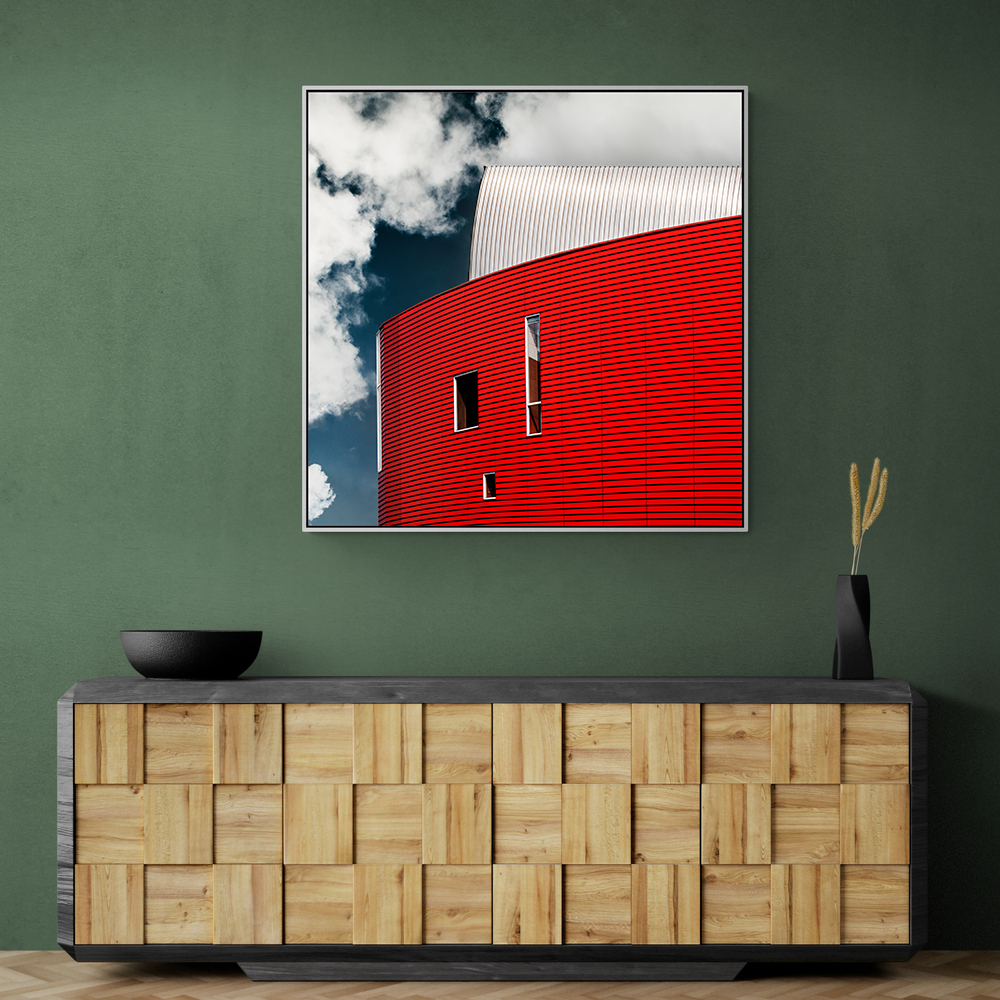 Three Tiny Windows In Red Wall