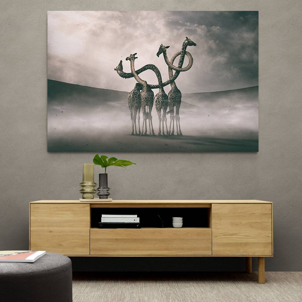 Giraffes Embracing Wall Art