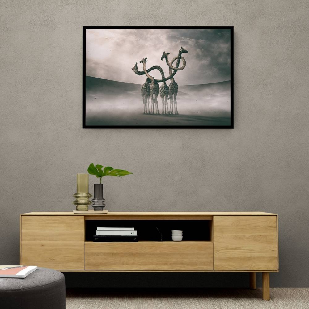 Giraffes Embracing Wall Art