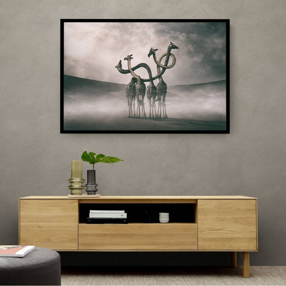 Giraffes Embracing Wall Art