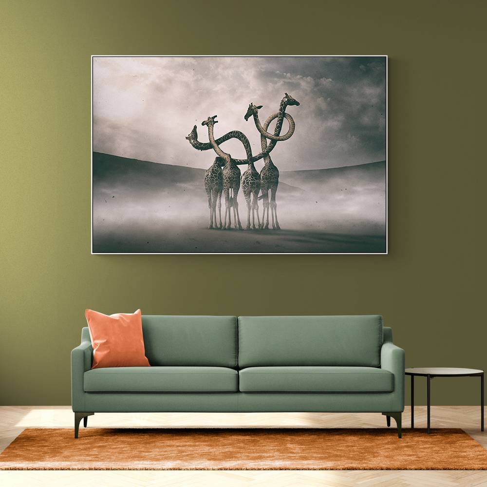 Giraffes Embracing Wall Art