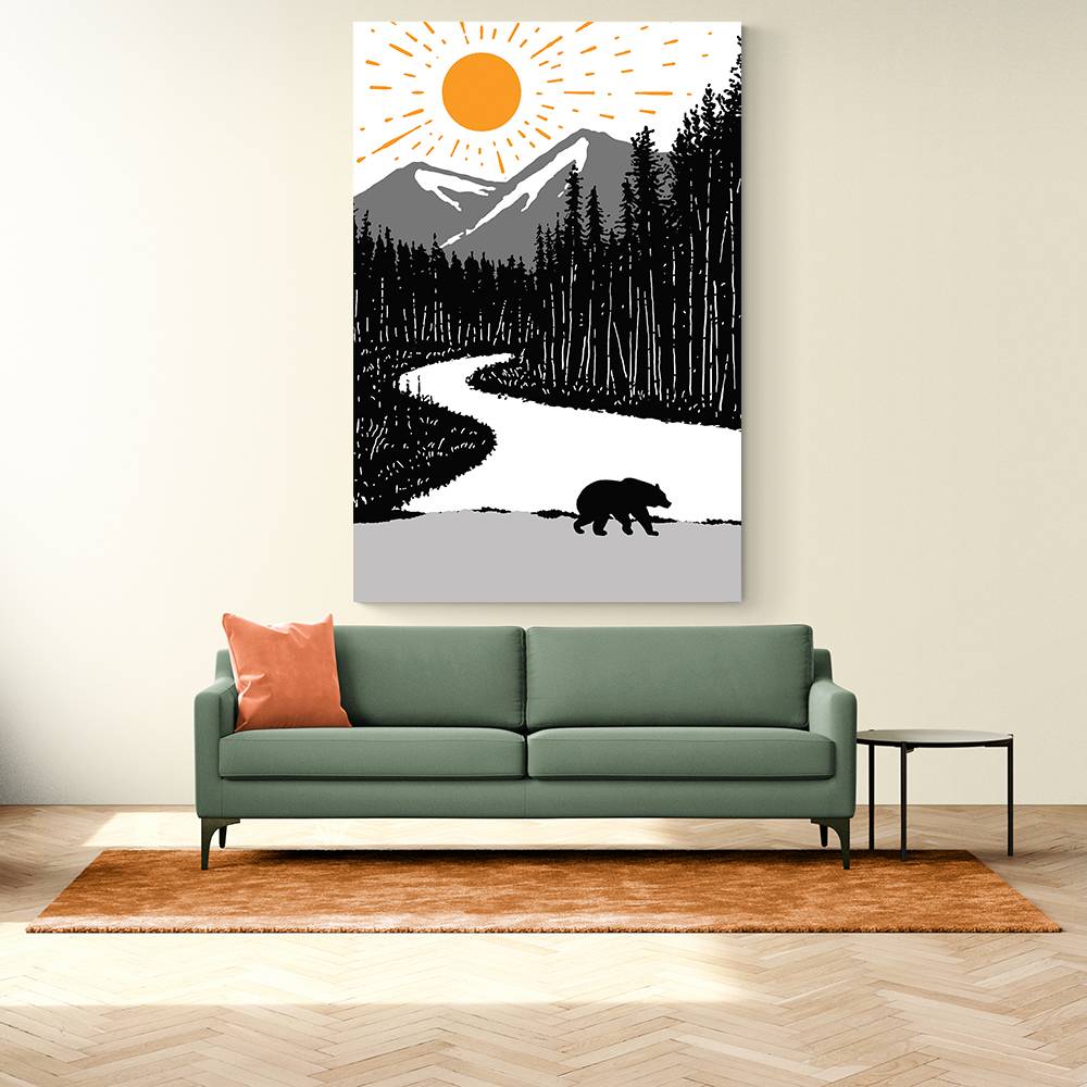 Bear By the River Wall Art