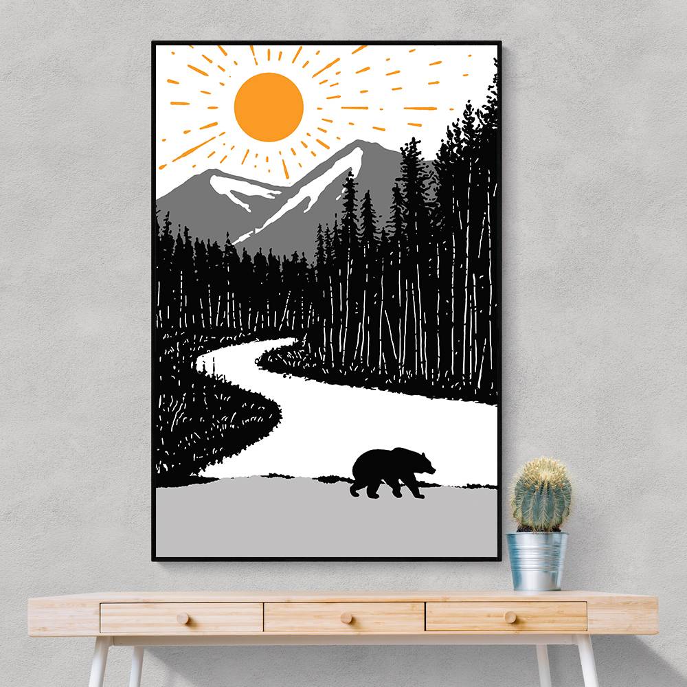 Bear By the River Wall Art