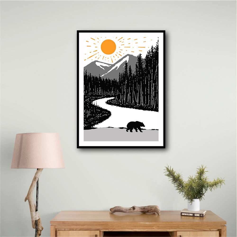 Bear By the River Wall Art