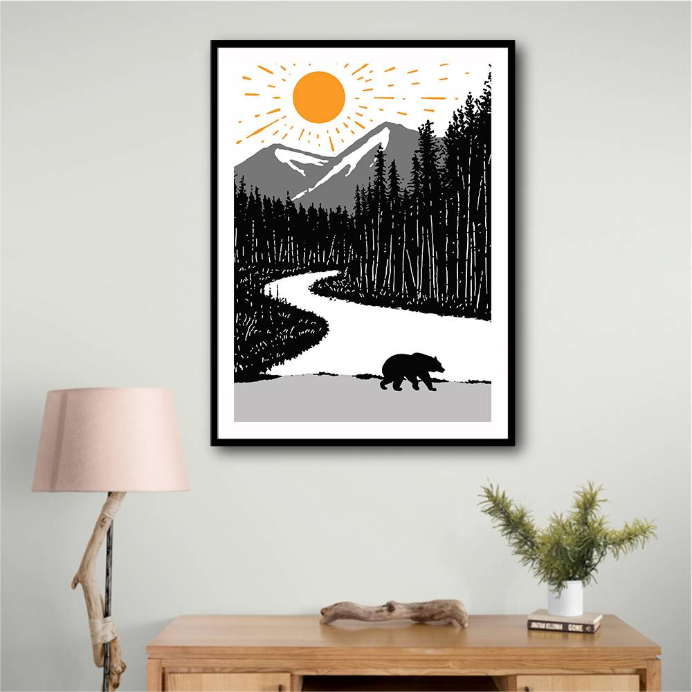 Bear By the River Wall Art