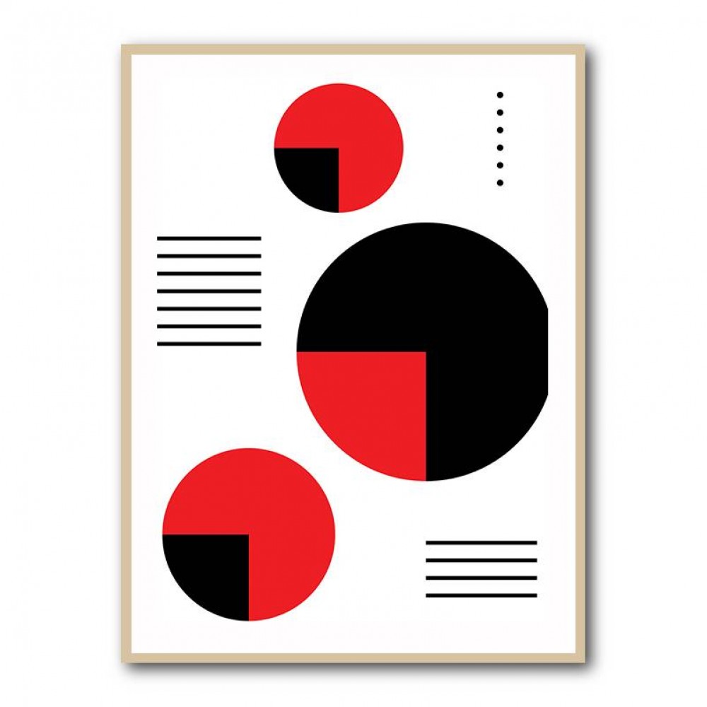  Red and Black Circles Wall Art