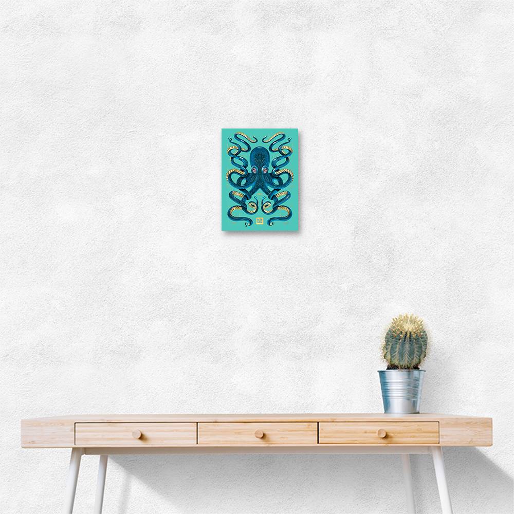 Octopus Blue A Gold Wall Art