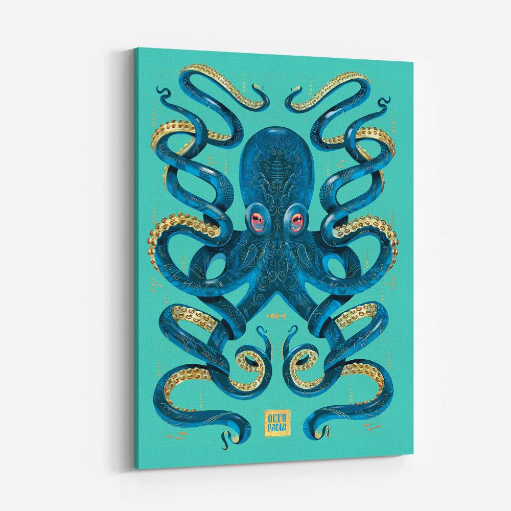 Octopus Blue A Gold Wall Art