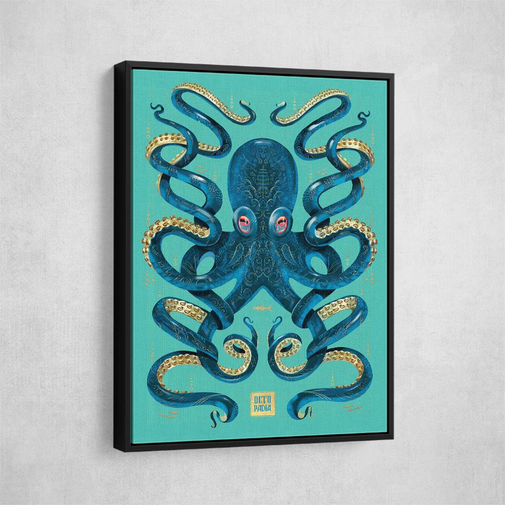 Octopus Blue A Gold Wall Art