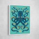 Octopus Blue A Gold Wall Art