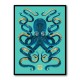 Octopus Blue A Gold Wall Art