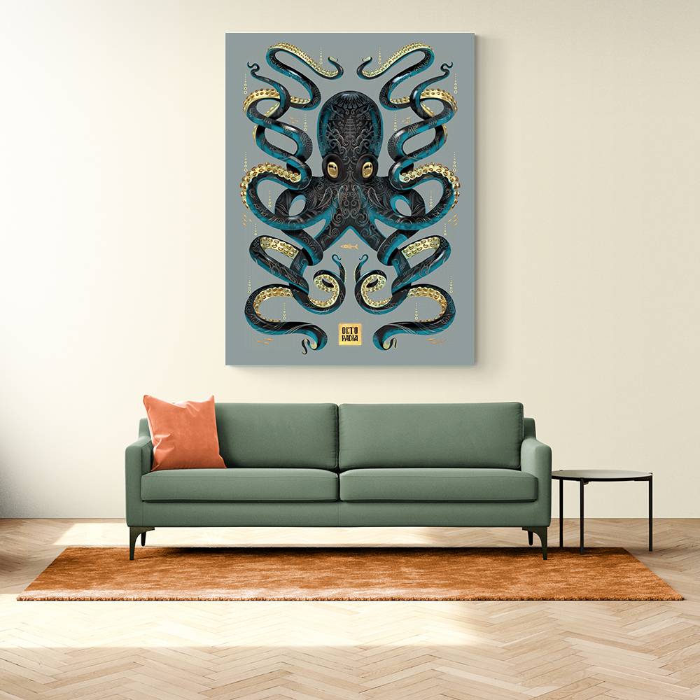 Octopus Black A Gold Wall Art