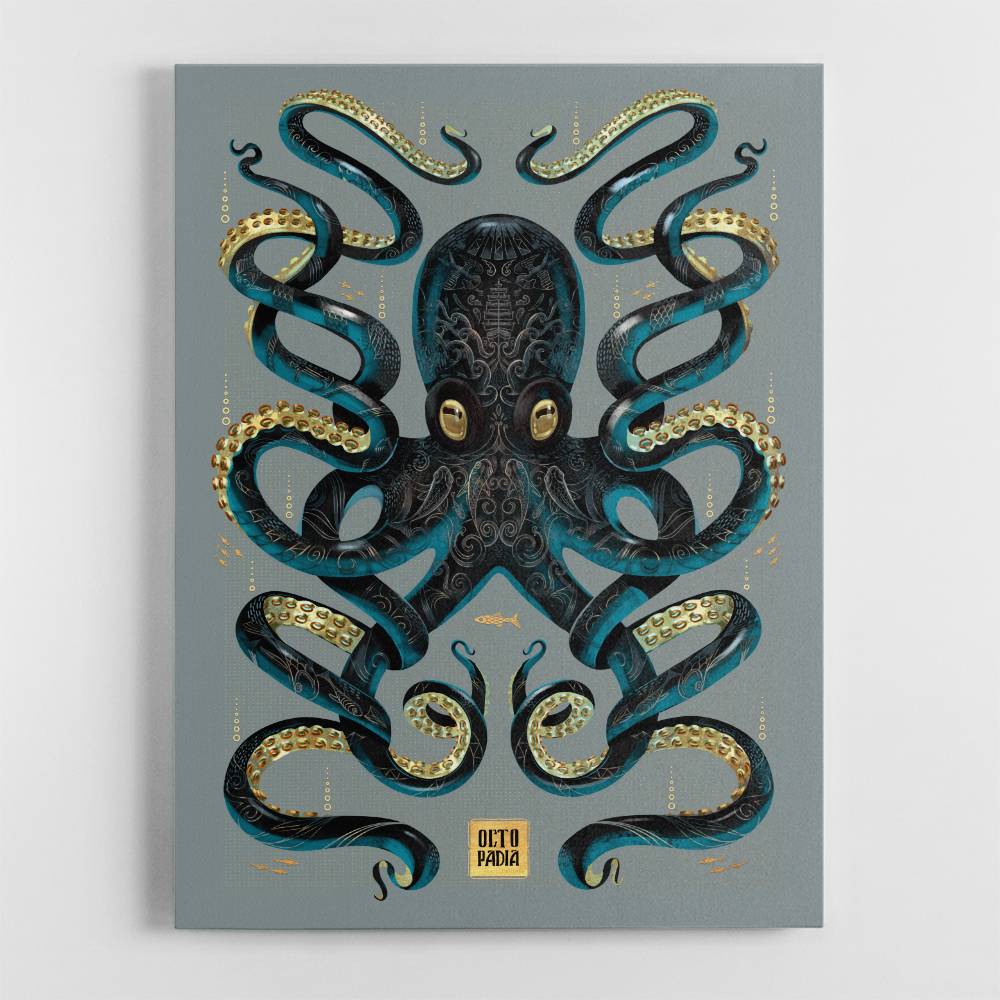 Octopus Black A Gold Wall Art