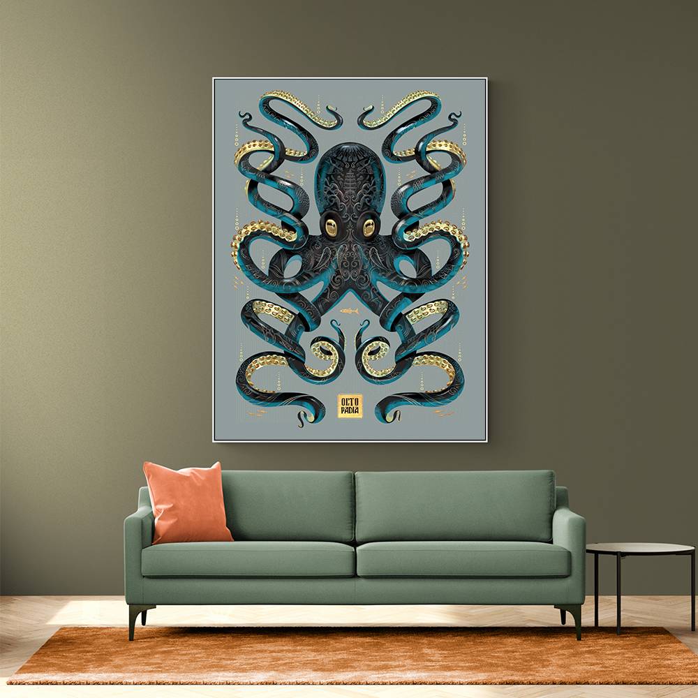 Octopus Black A Gold Wall Art