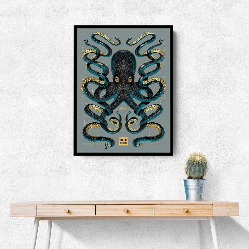 Octopus Black A Gold Wall Art