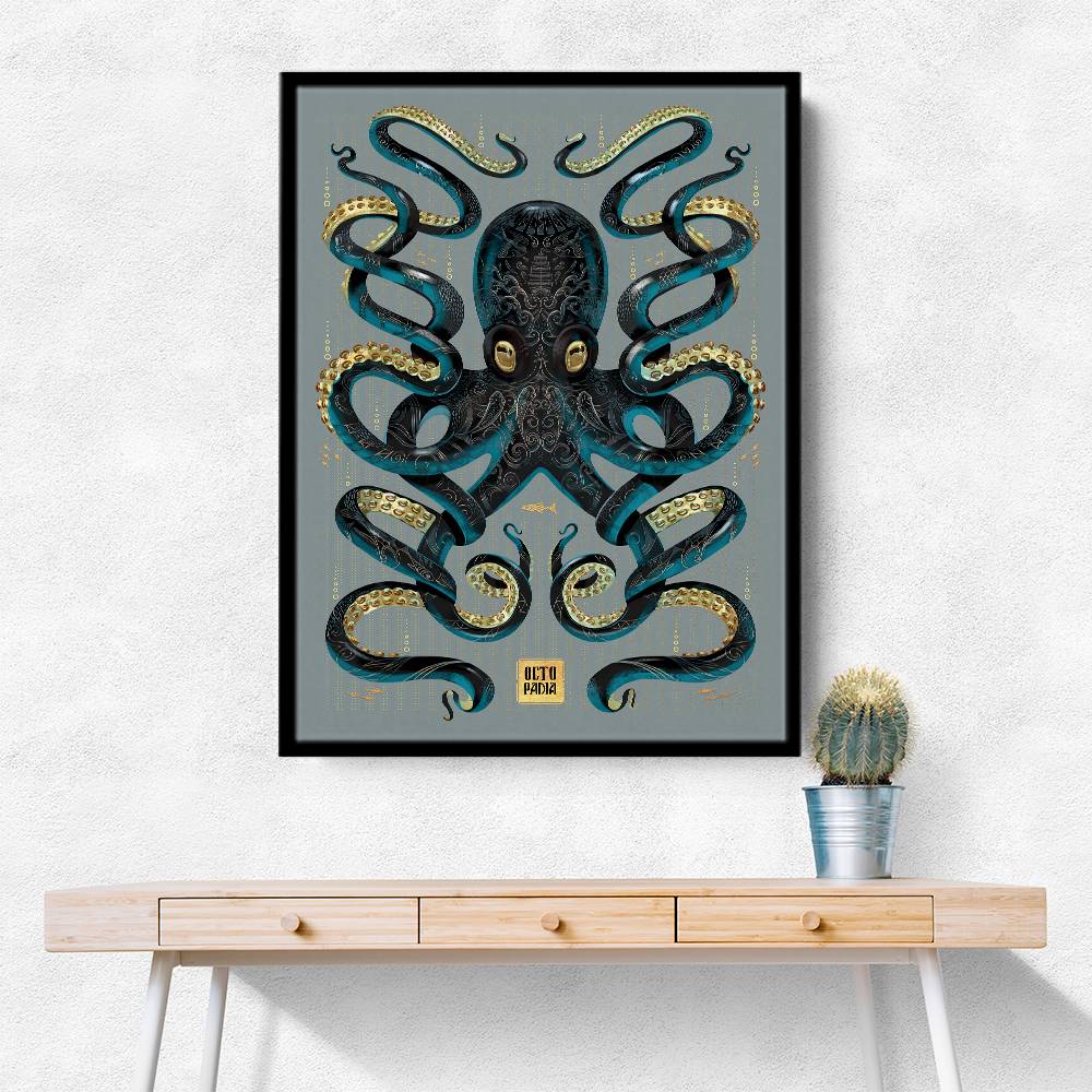 Octopus Black A Gold Wall Art