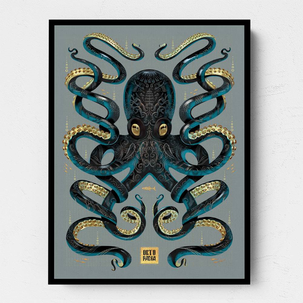 Octopus Black A Gold Wall Art