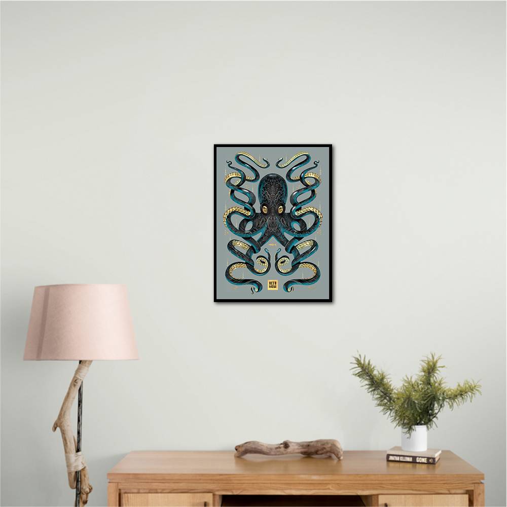 Octopus Black A Gold Wall Art