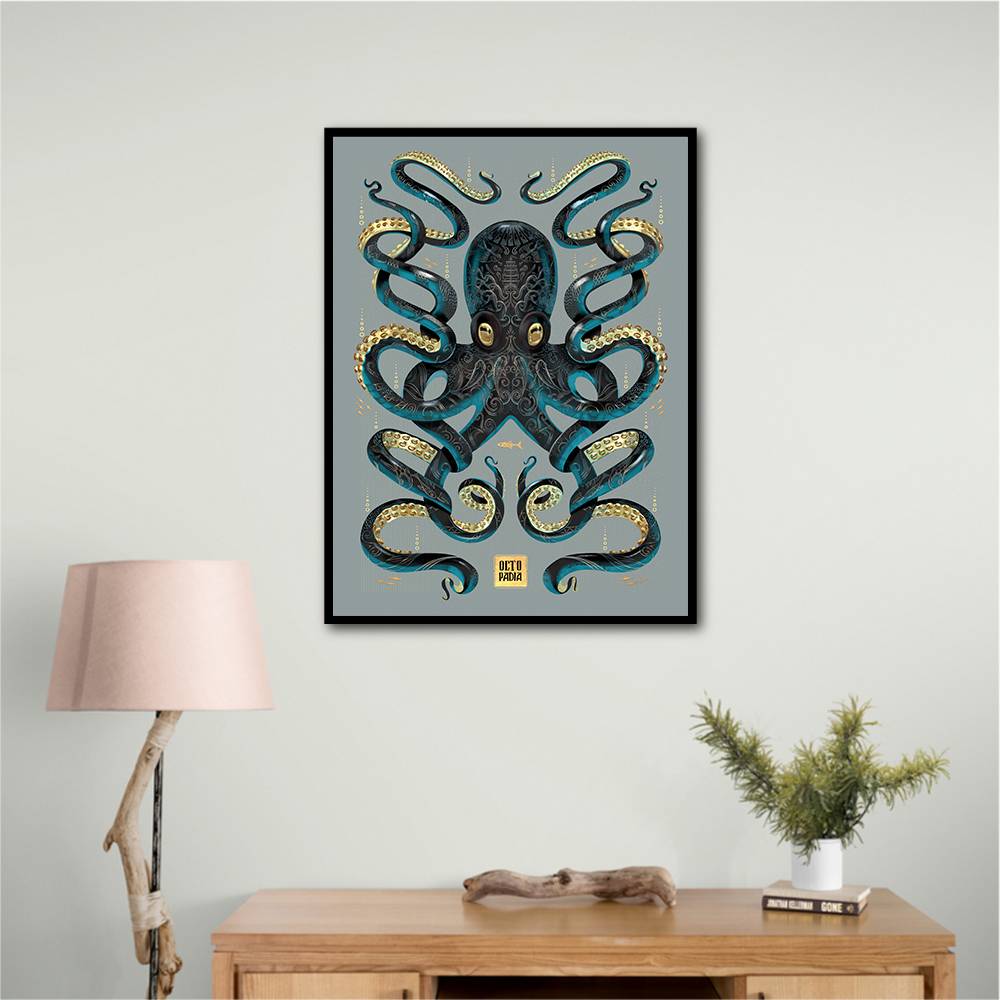 Octopus Black A Gold Wall Art