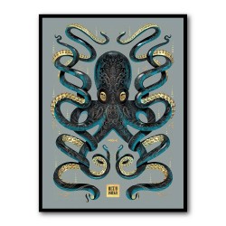 Octopus Black A Gold Wall Art