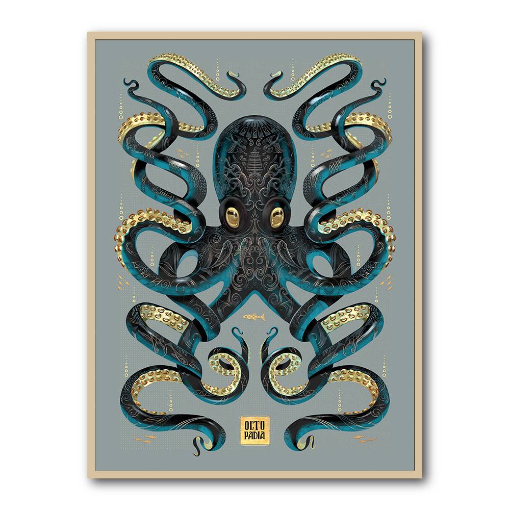 Octopus Black A Gold Wall Art