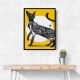 Japanese Cat Tattoo Yellow Wall Art