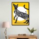 Japanese Cat Tattoo Yellow Wall Art