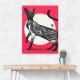 Japanese Cat Tattoo Red Wall Art