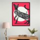 Japanese Cat Tattoo Red Wall Art