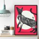 Japanese Cat Tattoo Red Wall Art