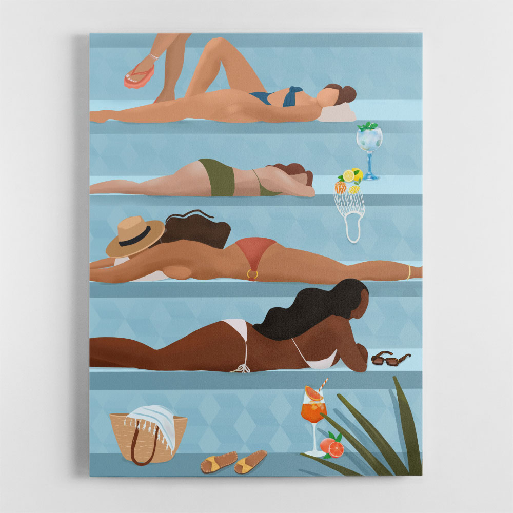 Ladies by the Pool Art