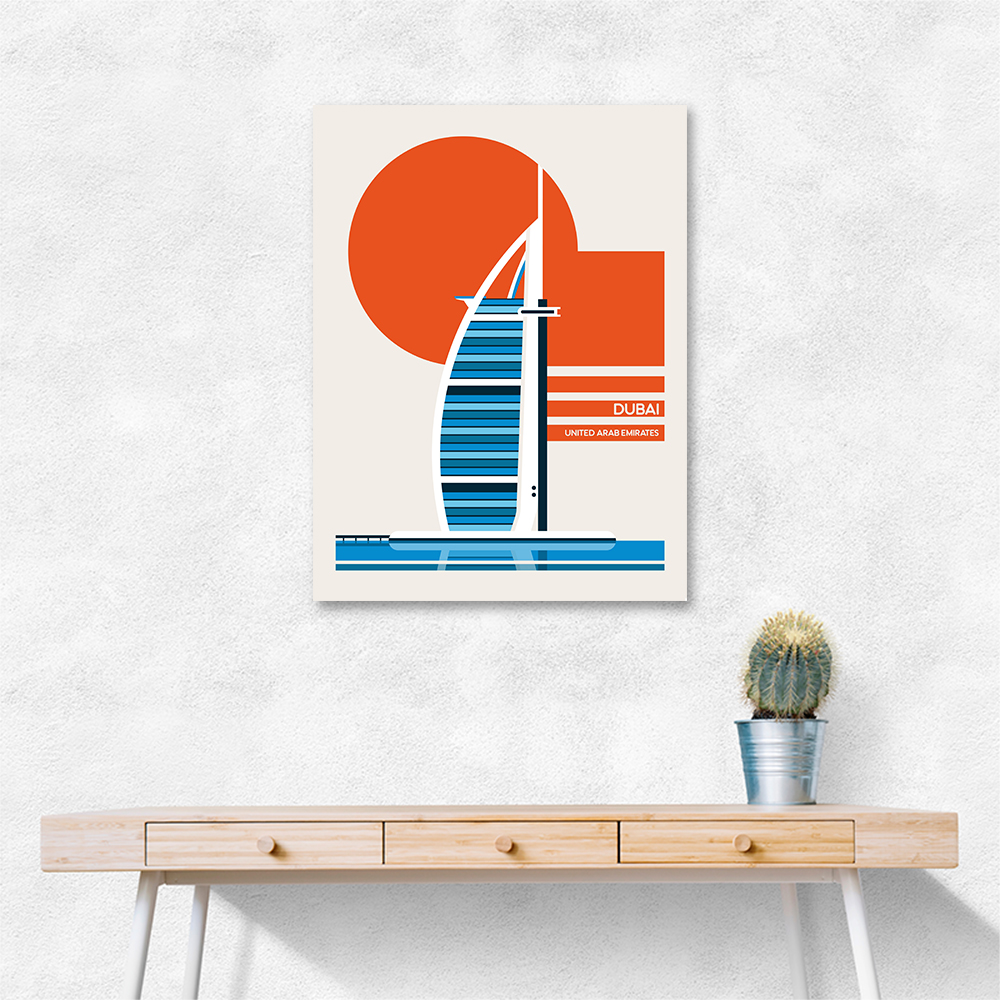 Dubai Burj Al Arab Minimalist Retro Travel Print