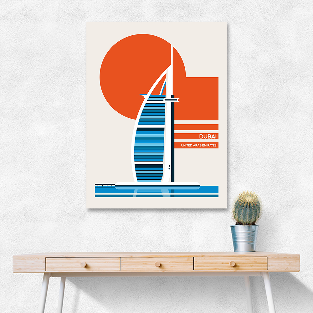 Dubai Burj Al Arab Minimalist Retro Travel Print