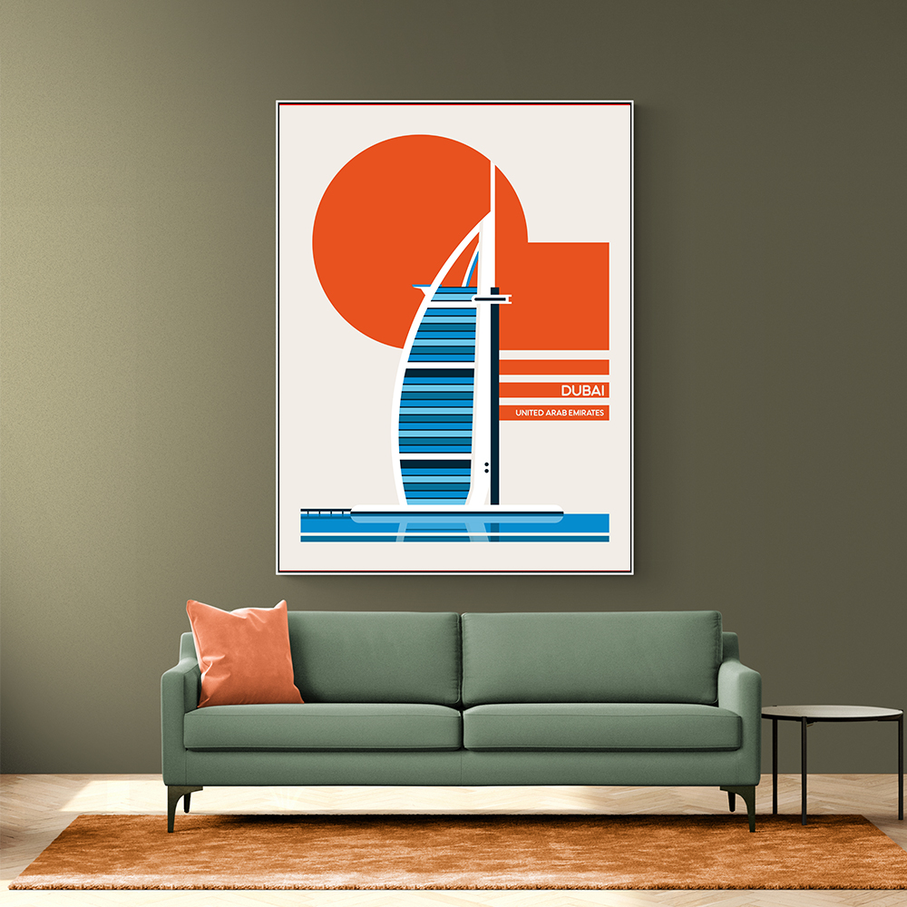 Dubai Burj Al Arab Minimalist Retro Travel Print