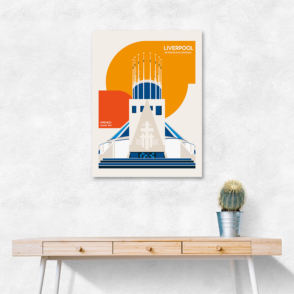 Liverpool Metropolitan Cathedral Retro Architecture Print