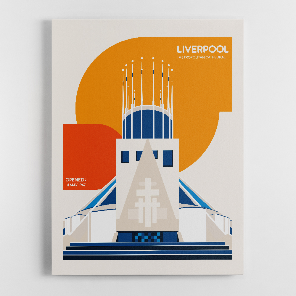 Liverpool Metropolitan Cathedral Retro Architecture Print