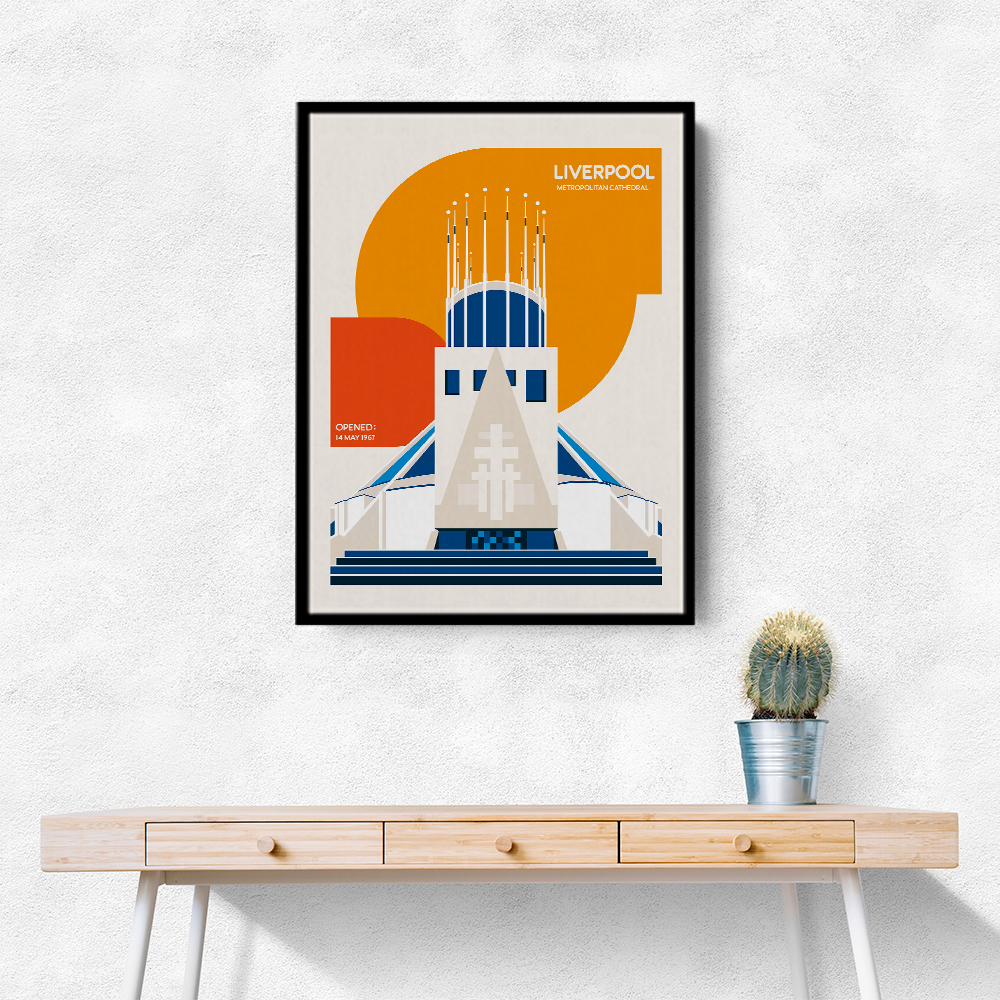 Liverpool Metropolitan Cathedral Retro Architecture Print